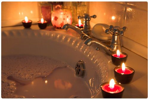 candles and bathtub